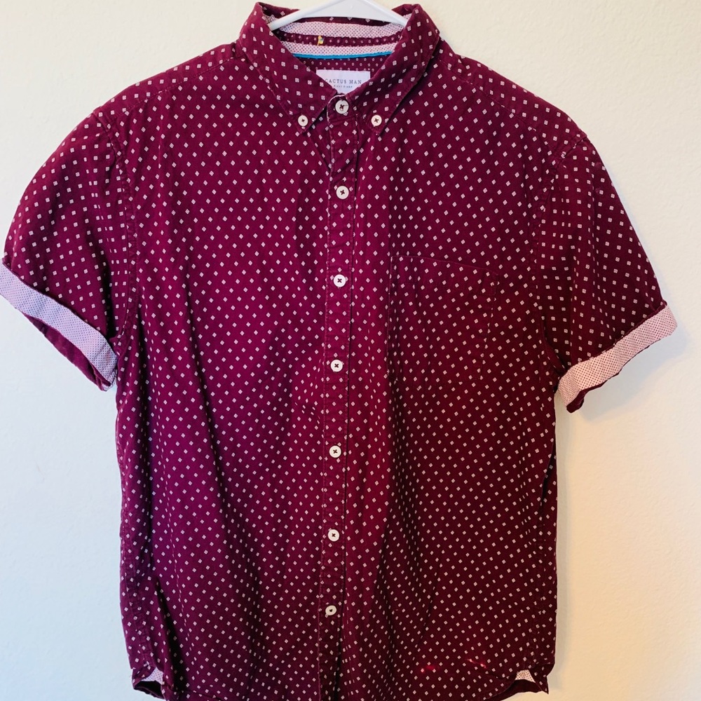 Men's Maroon Button-down Shirt